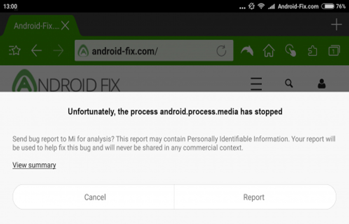 How to fix "Unfortunately, the process android.process.media has stopped" error?