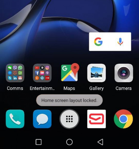 Home screen layout locked